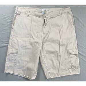 OP Ocean Pacific Vintage Cutoff Cotton Cargo Shorts. Ivory, Men's 40. GUC!!